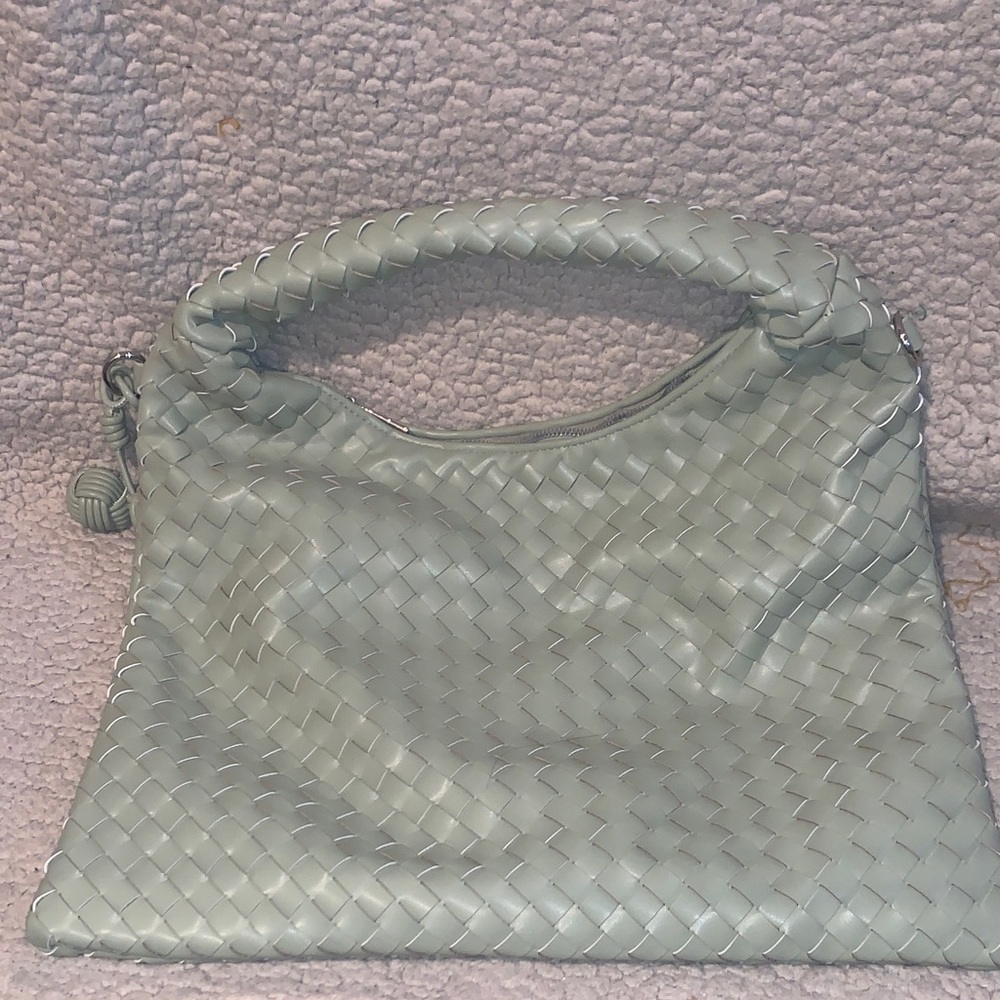 Elegant Woven Handbag - Green (includes over shoulder strap)